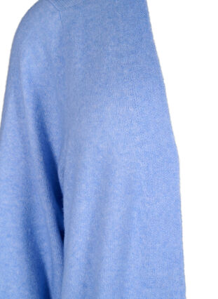 Zizzifashion Long knitted cardigan with pockets, Cornflower Blue Mel., Packshot image number 2