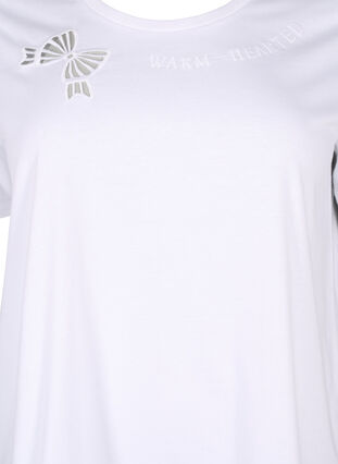 Zizzifashion Organic cotton T-shirt with bow detail, Bright White, Packshot image number 2