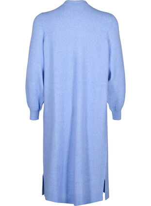 Zizzifashion Long knitted cardigan with pockets, Cornflower Blue Mel., Packshot image number 1