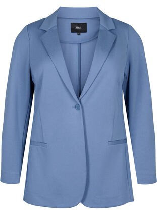 Zizzifashion Simple blazer with button closure, Moonlight Blue, Packshot image number 0