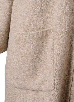 Zizzifashion Knitted cardigan with zipper and pockets, Simply Taupe Mel., Packshot image number 2