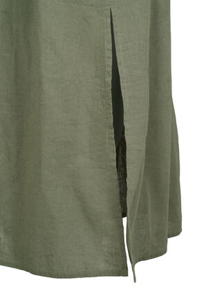 Zizzifashion Sleeveless cotton blend dress with linen, Deep Lichen Green, Packshot image number 3