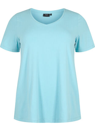 Zizzifashion Basic plain cotton t-shirt, Reef Waters, Packshot image number 0