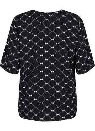 Zizzifashion V-neck blouse with bow print, Black Bow AOP, Packshot image number 1