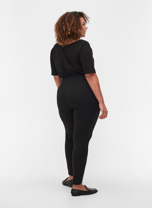 Plain leggings with zip details - Black - Sz. 42-60 - Zizzifashion