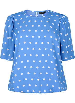 Zizzifashion Dotted blouse with short sleeves, River S. White Dot, Packshot image number 0