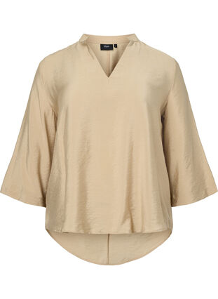 Zizzifashion Solid color blouse with 3/4 sleeves, Coriander, Packshot image number 0