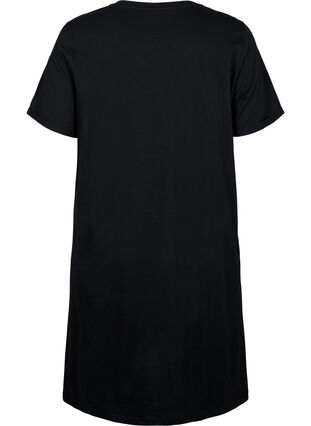 Zizzifashion Short-sleeved nightgown in organic cotton (GOTS), Black W. Life , Packshot image number 1