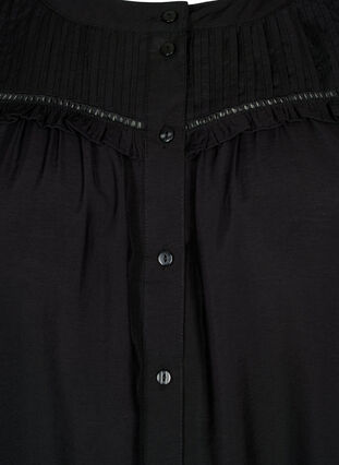 Zizzifashion Shirt blouse with ruffles and pleats, Black, Packshot image number 2