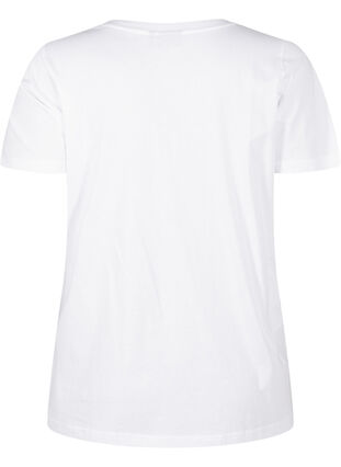 Zizzifashion Cotton T-shirt with rhinestones, Bright White, Packshot image number 1