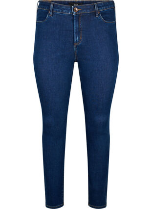 Zizzifashion Amy jeans with a high waist and super slim fit, Dark blue, Packshot image number 0