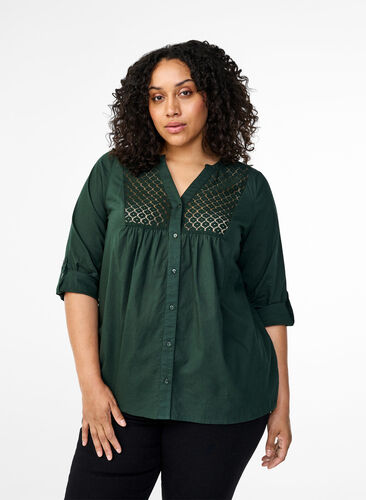 Zizzifashion FLASH - Shirt with crochet detail, Scarab, Model image number 0