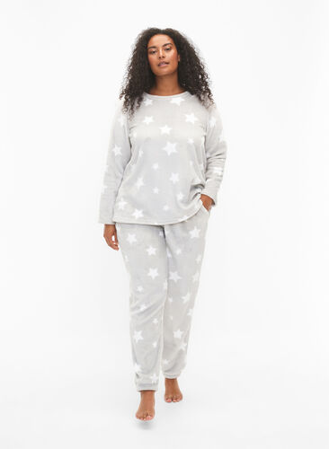 Zizzifashion Soft pants with star print, Grey Star, Model image number 0