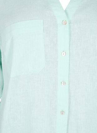 Zizzifashion Shirt blouse with button closure in cotton-linen blend, Brook Green, Packshot image number 2