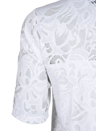 Zizzifashion Lace blouse with short sleeves, Bright White, Packshot image number 3