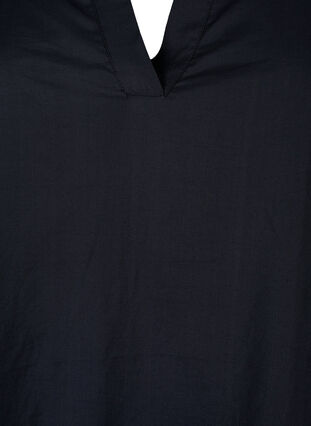 Zizzifashion Viscose tunic with V-neck and collar, Black, Packshot image number 2