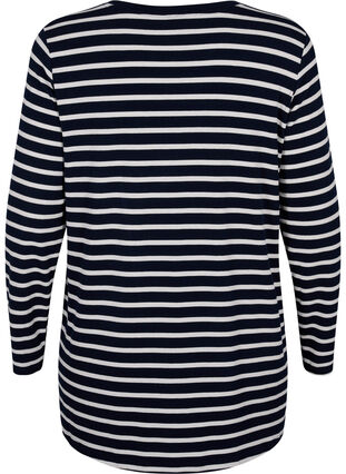 Zizzifashion Long-sleeved blouse with stripes, Evening Blue Stripe, Packshot image number 1