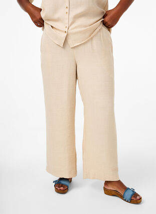 Zizzifashion Loose trousers with elasticated waistband and pockets, Cement, Model image number 2