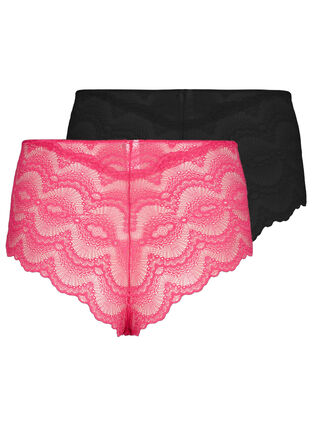 La Senza Pink Contrast Lace Trim Hipster Knickers/Briefs - Sizes S