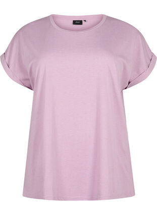 Zizzifashion Short sleeved cotton blend t-shirt, Lavender Mist, Packshot image number 0