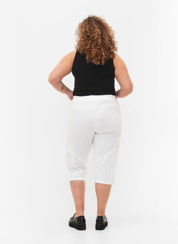 Zizzifashion Cotton Capri trousers , Bright White, Model image number 1