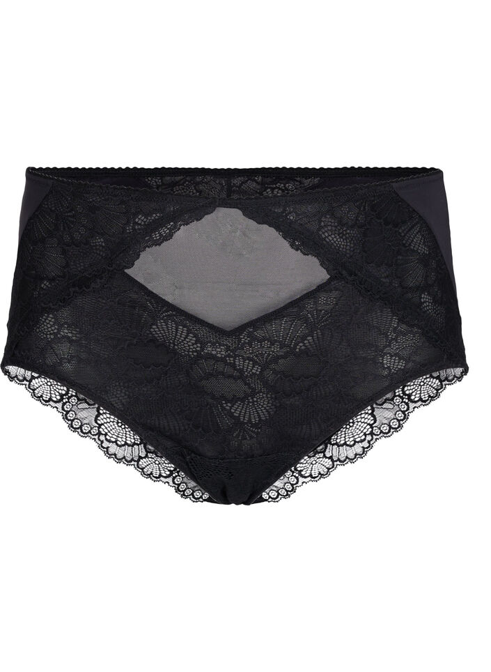 Conturve High Waisted Shaping Lace Panty Black 3XL, Black, 3X