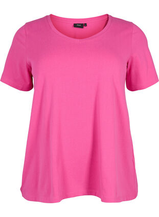 Zizzifashion Basic plain cotton t-shirt, Raspberry Rose, Packshot image number 0
