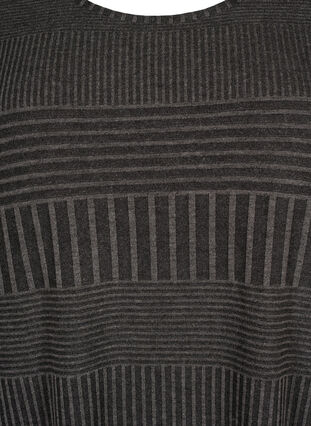 Zizzifashion Dress with 3/4 sleeves and striped pattern, Dark Grey Mélange, Packshot image number 2