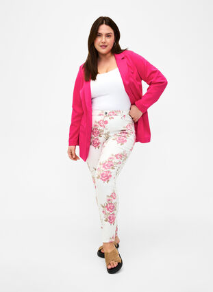 Zizzifashion Simple blazer with button closure, Raspberry Sorbet, Model image number 2