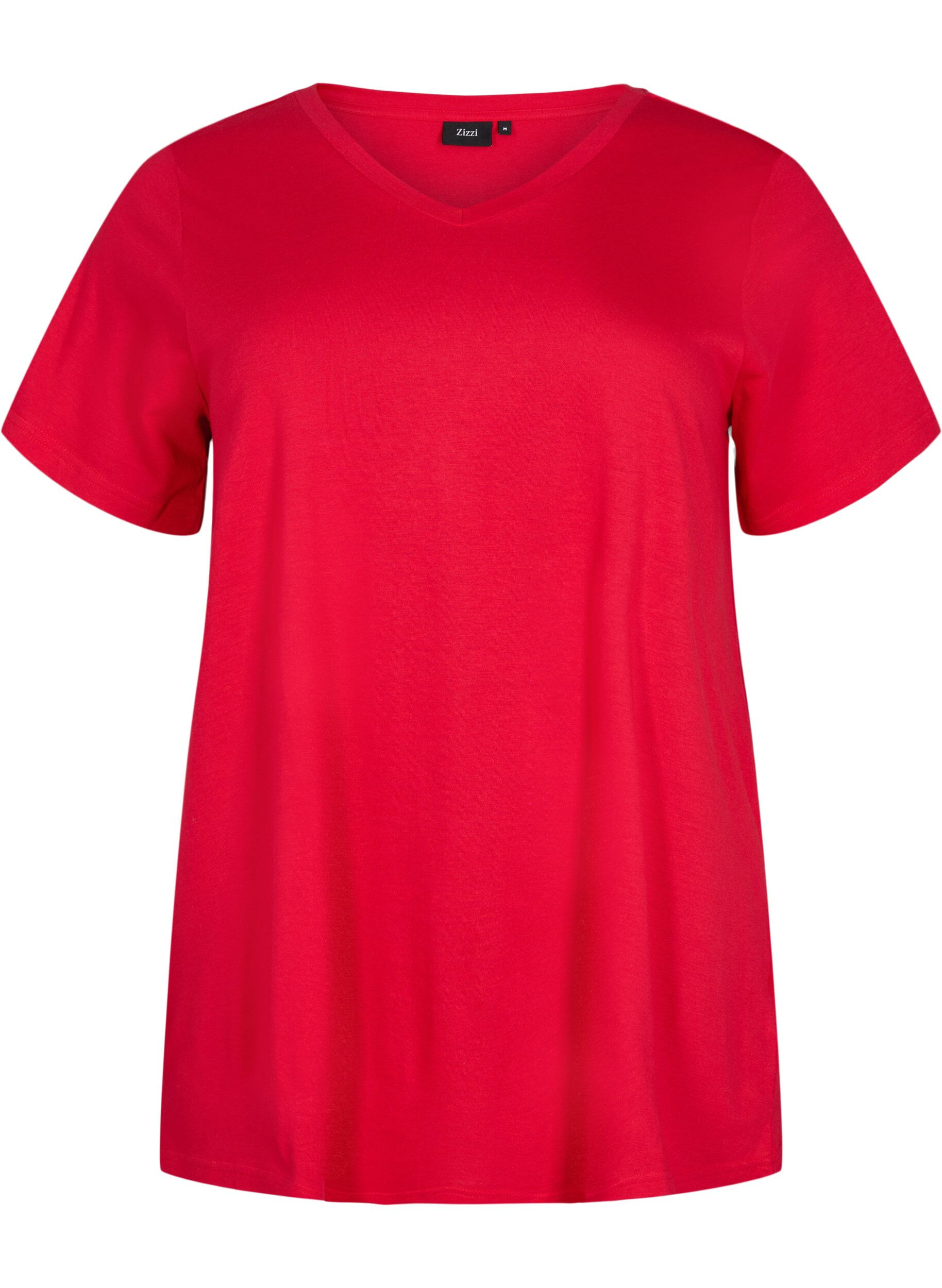 Short sleeve t-shirt with a-shape - Red - Sz. 42-64 - Zizzifashion