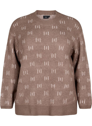 Zizzifashion Patterned pullover, Walnut Mel. Comb, Packshot image number 0