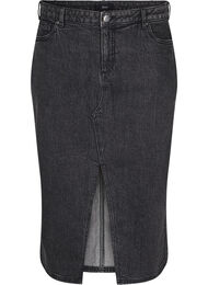 Denim skirt with front slit, Dark Grey Denim, Packshot