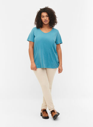 Zizzifashion Basic plain cotton t-shirt, Brittany Blue, Model image number 2
