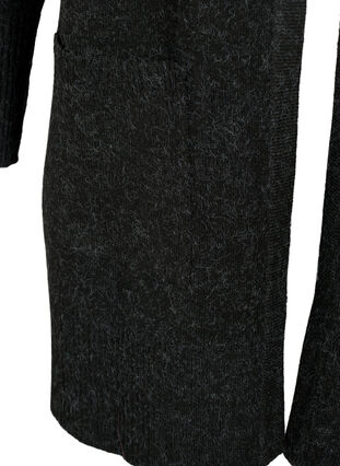 Zizzifashion Ribbed Knit Cardigan with Pockets, Dark Grey Melange, Packshot image number 3