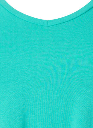 Zizzifashion Solid-coloured basic cotton T-shirt, Aqua Green, Packshot image number 2