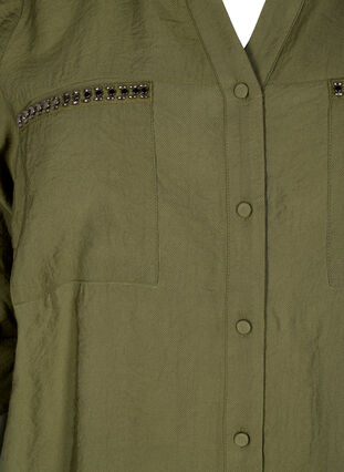 Zizzifashion Shirt with studs and 3/4 sleeves, Winter Moss, Packshot image number 2