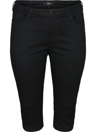 Zizzifashion High waisted Amy capri jeans with super slim fit, Black, Packshot image number 0