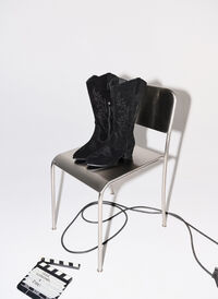 Wide fit - Suede cowboy boots, Black, Model