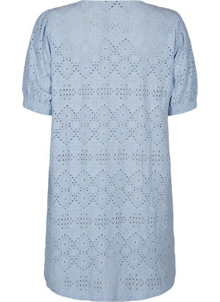 Zizzifashion Short dress with v-neck and hole pattern, Cashmere Blue, Packshot image number 1