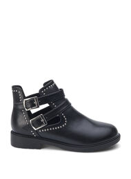 Wide fit - Ankle boots with studs, Black, Packshot