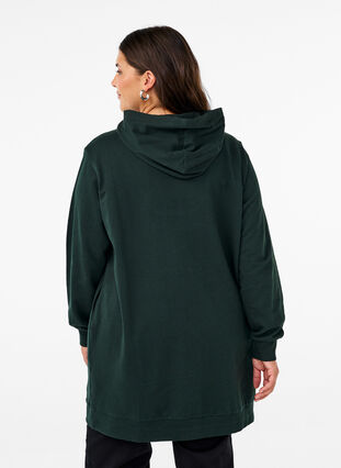 Zizzifashion Sweat tunic with hood and zip, Scarab, Model image number 1