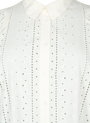 Zizzifashion Cotton shirt dress with broderie anglaise, Off White, Packshot image number 2