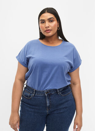 Zizzifashion Short sleeve cotton blend T-shirt, Moonlight Blue, Model image number 0