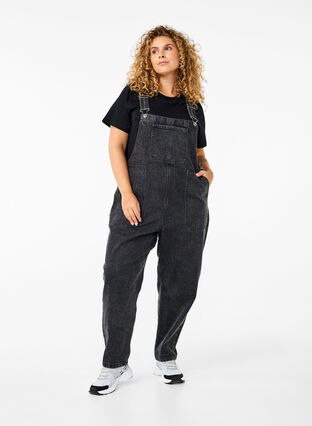 Zizzifashion Denim overalls, Dark Grey Denim, Model image number 0