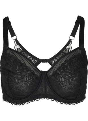 Lace cup bra with mesh