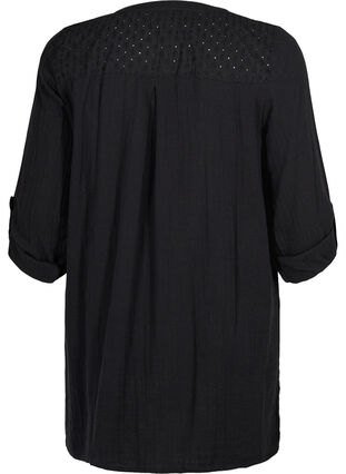 Zizzifashion Tunic in cotton with embroidery anglaise, Black, Packshot image number 1