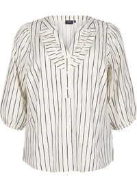 3/4 sleeve cotton blouse with stripes