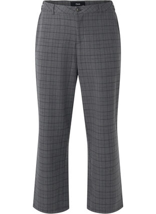 Zizzifashion Checked trousers with high waist and straight legs, Check, Packshot image number 0