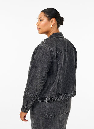 Zizzifashion Denim jacket with hidden zip, Dark Grey Denim, Model image number 1