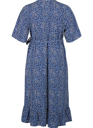 Zizzifashion Printed wrap dress with short sleeves , M. Blue Graphic AOP, Packshot image number 1